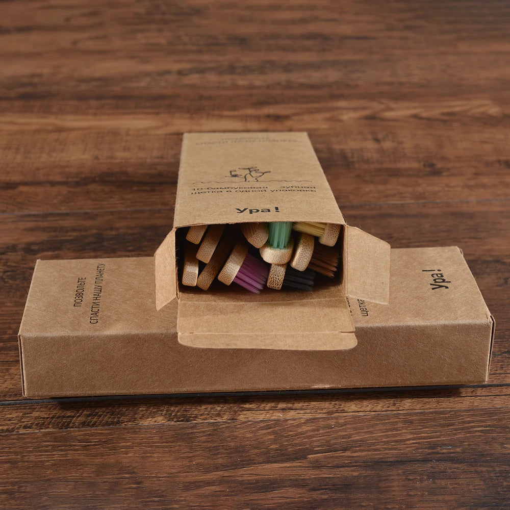 10Pcs Colorful Toothbrush Natural Bamboo Tooth Brush Sets Soft Bristle Charcoal Teeth Eco Bamboo Toothbrushes Dental Oral Care