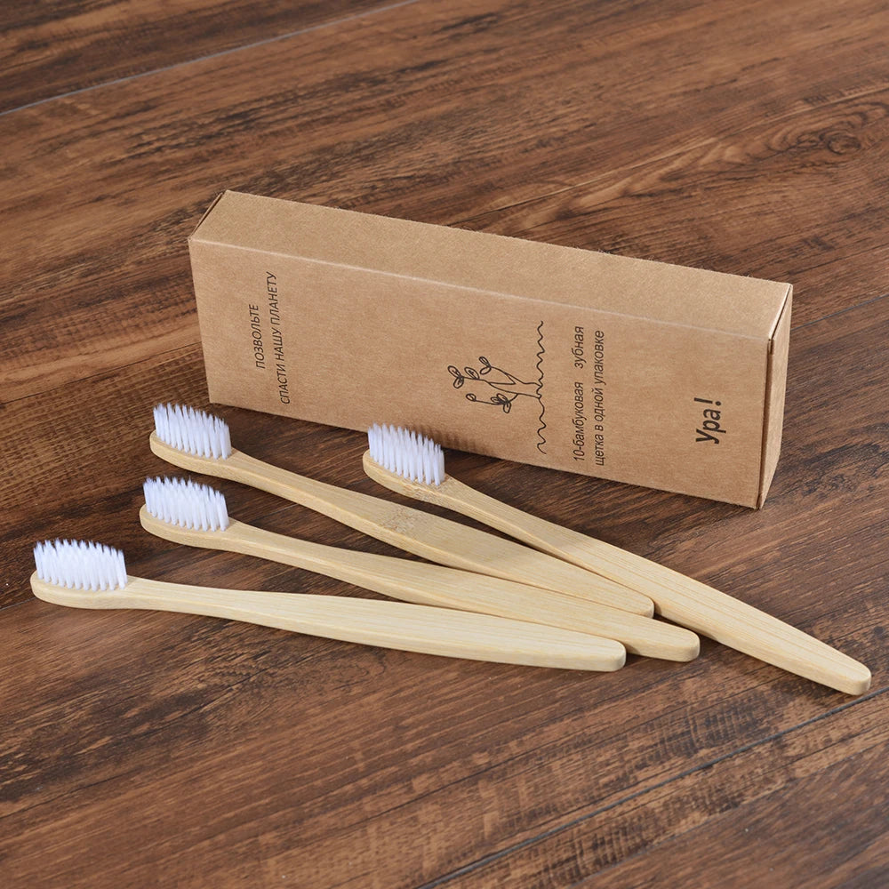 10Pcs Colorful Toothbrush Natural Bamboo Tooth Brush Sets Soft Bristle Charcoal Teeth Eco Bamboo Toothbrushes Dental Oral Care